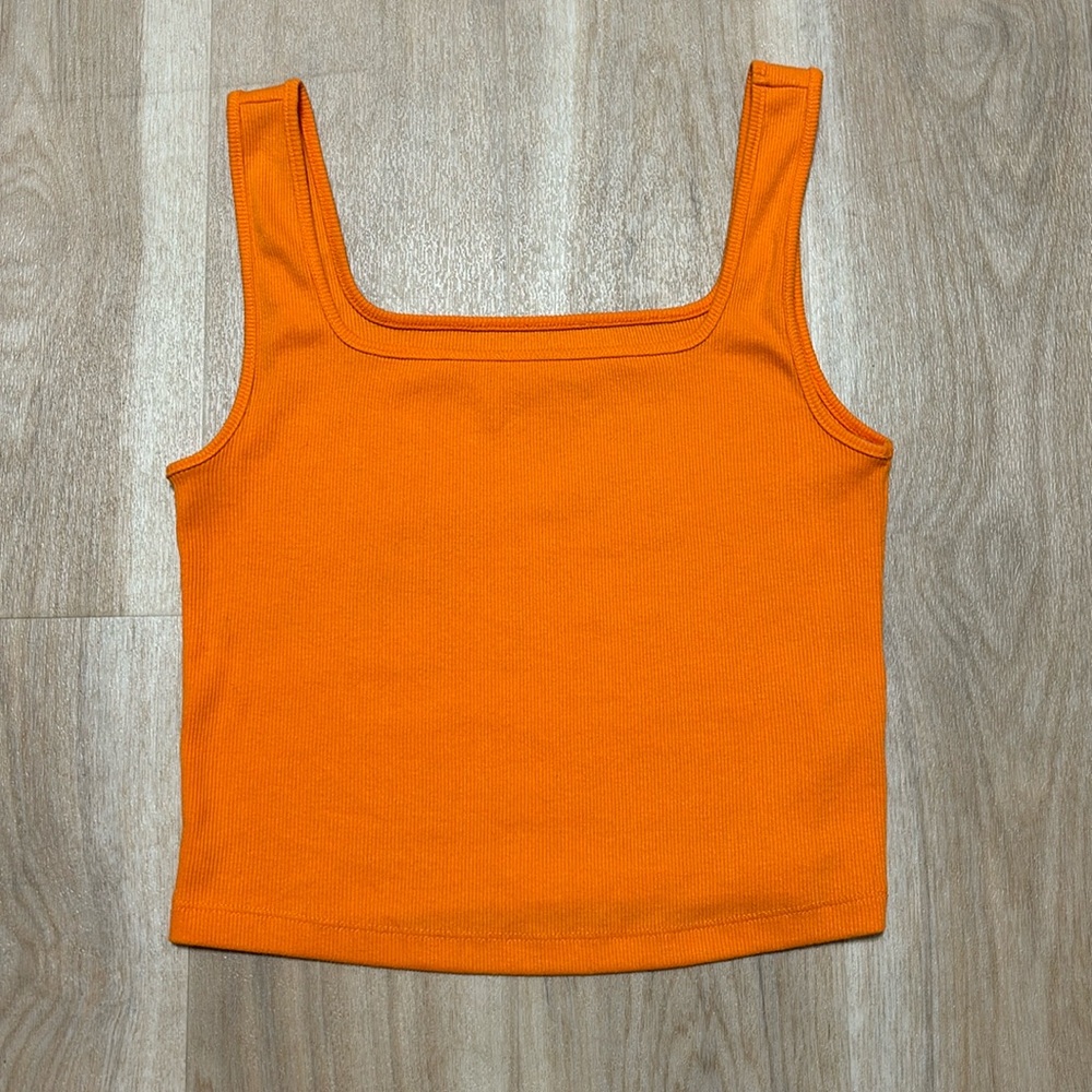 Orange Old Navy Ribbed Cropped Tank Top Size Medium